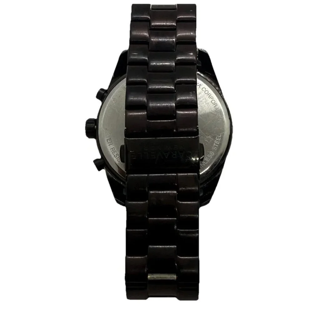 Caravelle New York by Bulova 45B122 Chronograph Quartz Men Watch Black Stainless
